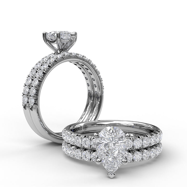 Pear Shape Solitaire With French Cut Pave