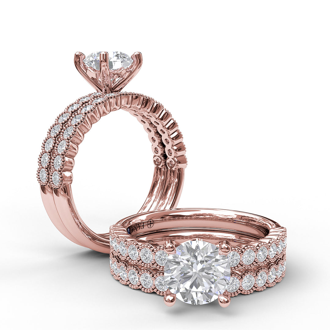 Diamond Engagement Ring with a Delicate Milgrain Edge
