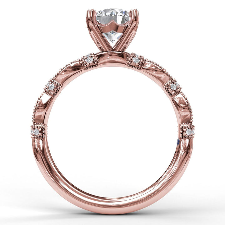 Classic Diamond Engagement Ring with Detailed Milgrain Band