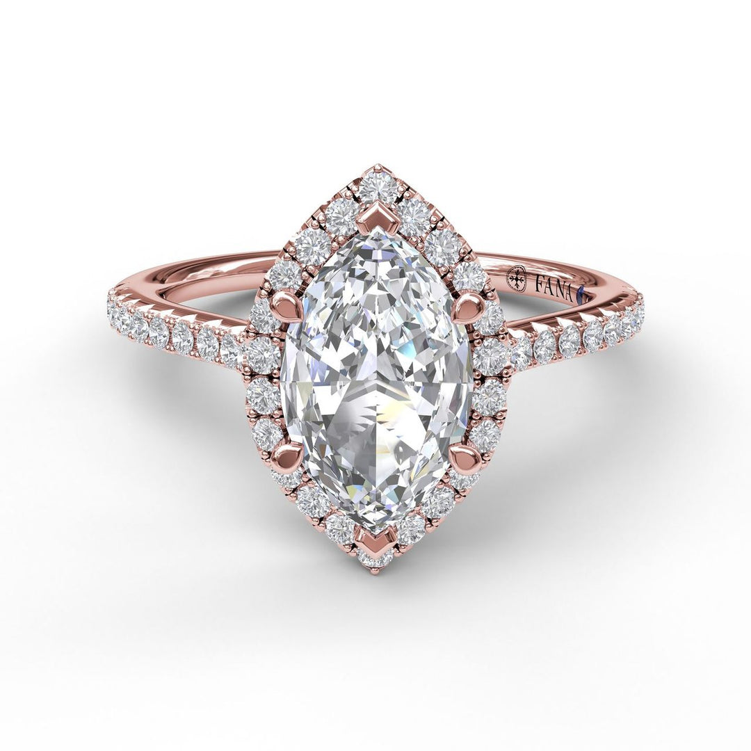 Marquise Diamond With Halo Engagement Ring