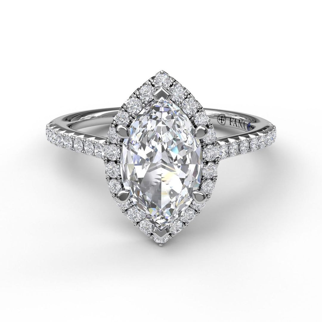 Marquise Diamond With Halo Engagement Ring