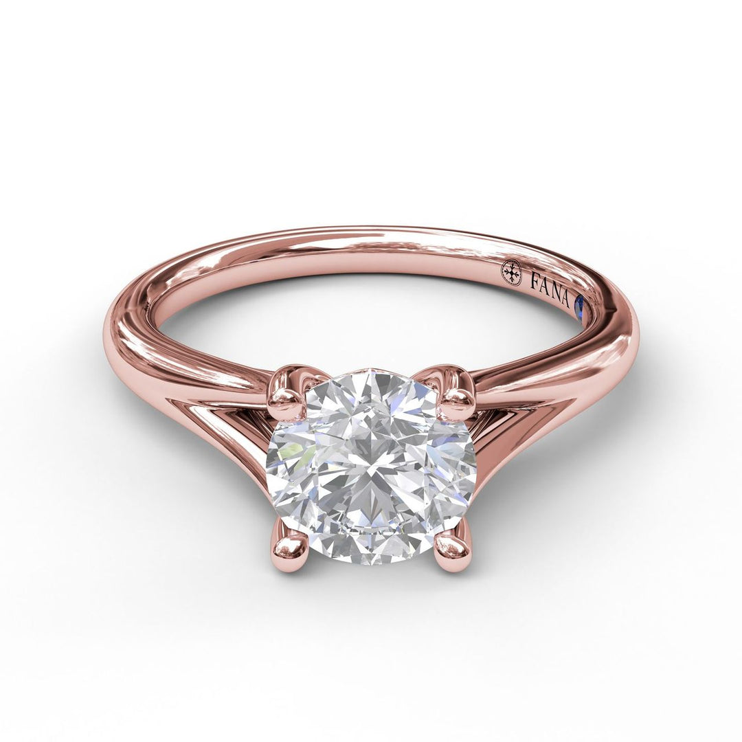 Round Cut Solitaire With Delicate Split Band