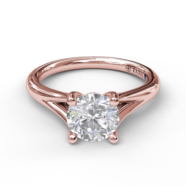 Round Cut Solitaire With Delicate Split Band