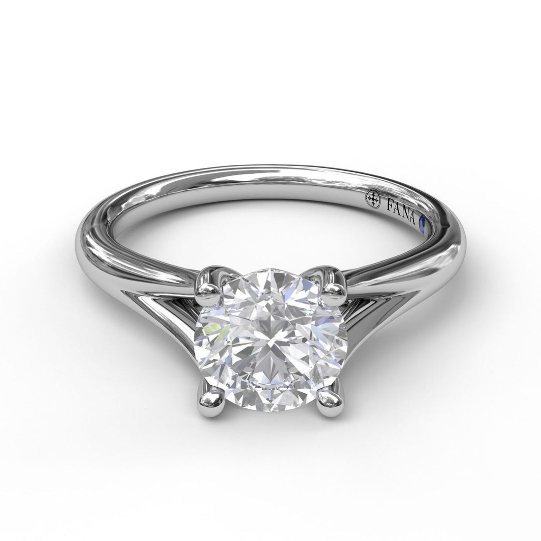 Round Cut Solitaire With Delicate Split Band