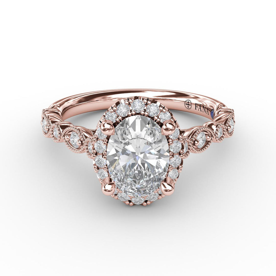 Classic Diamond Engagement Ring with Detailed Milgrain Band