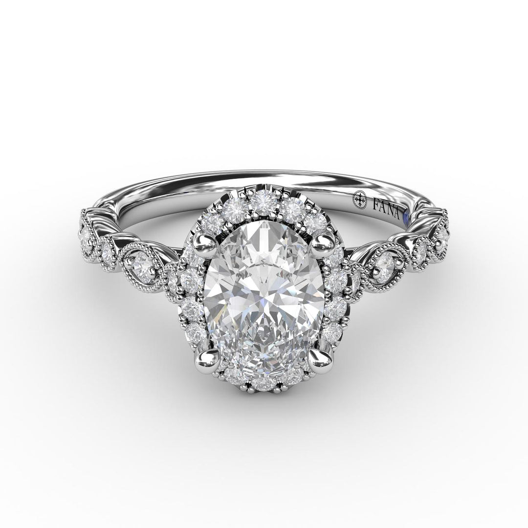 Classic Diamond Engagement Ring with Detailed Milgrain Band