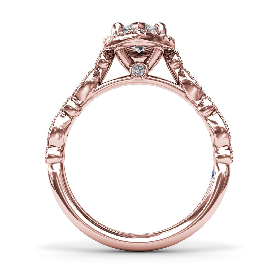 Classic Marquise Engagement Ring with Detailed Milgrain Band
