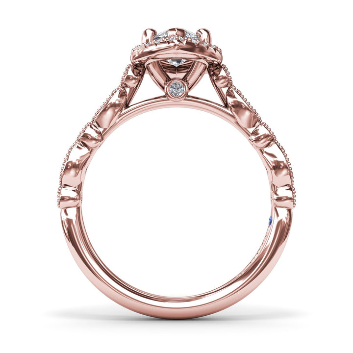 Classic Marquise Engagement Ring with Detailed Milgrain Band