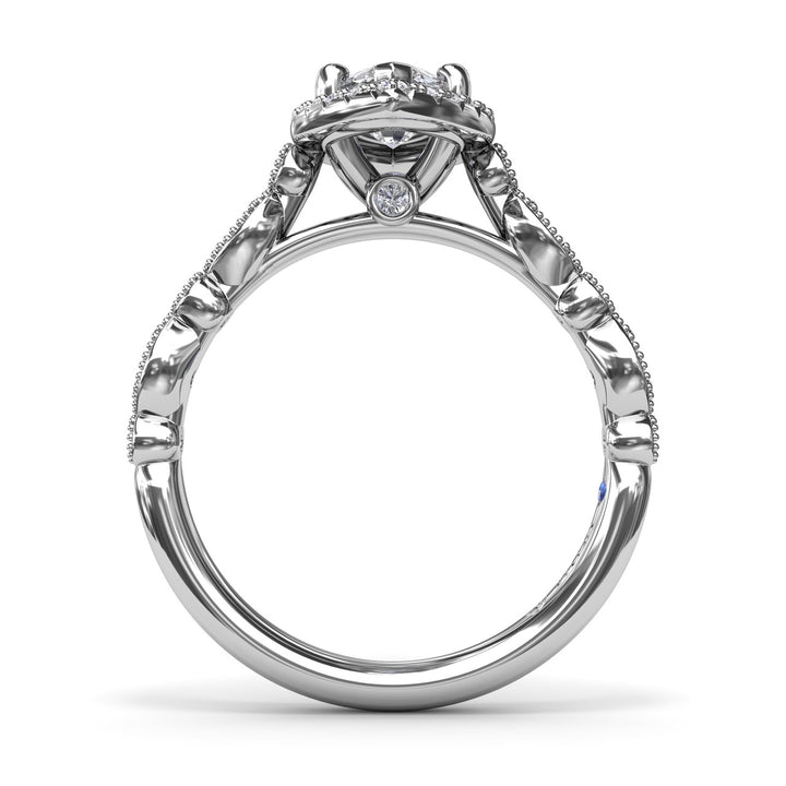 Classic Marquise Engagement Ring with Detailed Milgrain Band