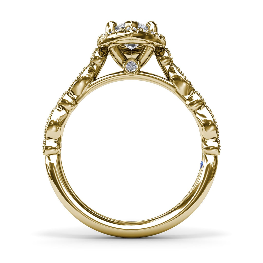 Classic Marquise Engagement Ring with Detailed Milgrain Band