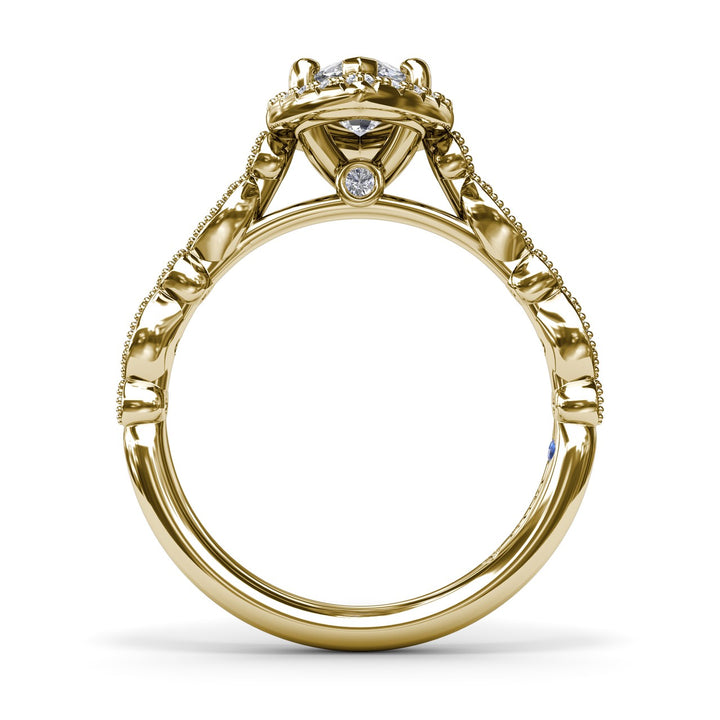 Classic Marquise Engagement Ring with Detailed Milgrain Band