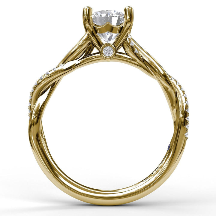 Round Cut Solitaire With Interwoven Band