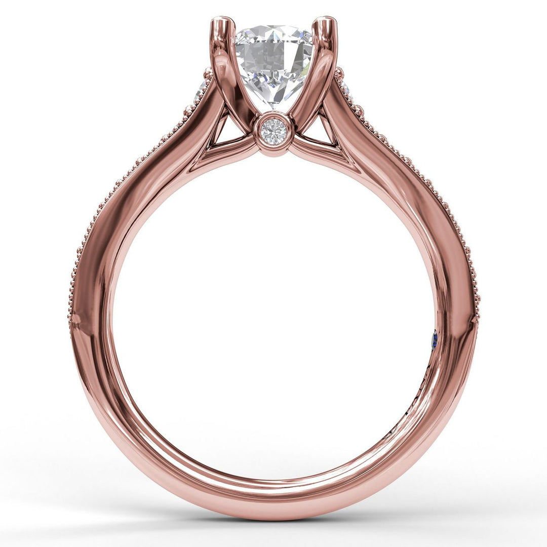 Classic Diamond Engagement Ring with Detailed Milgrain Band