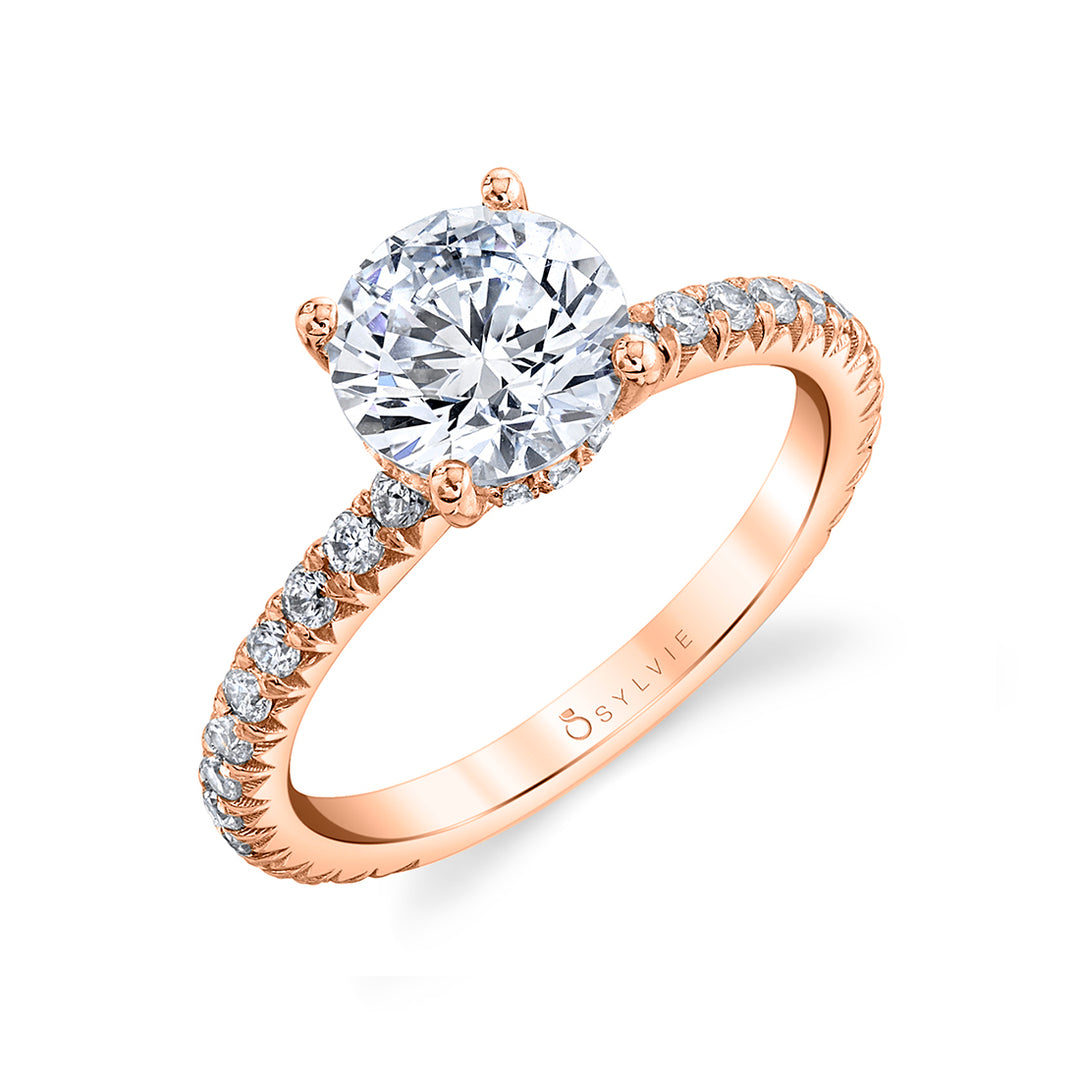 Round Cut Classic Engagement Ring with Hidden Halo - Perri