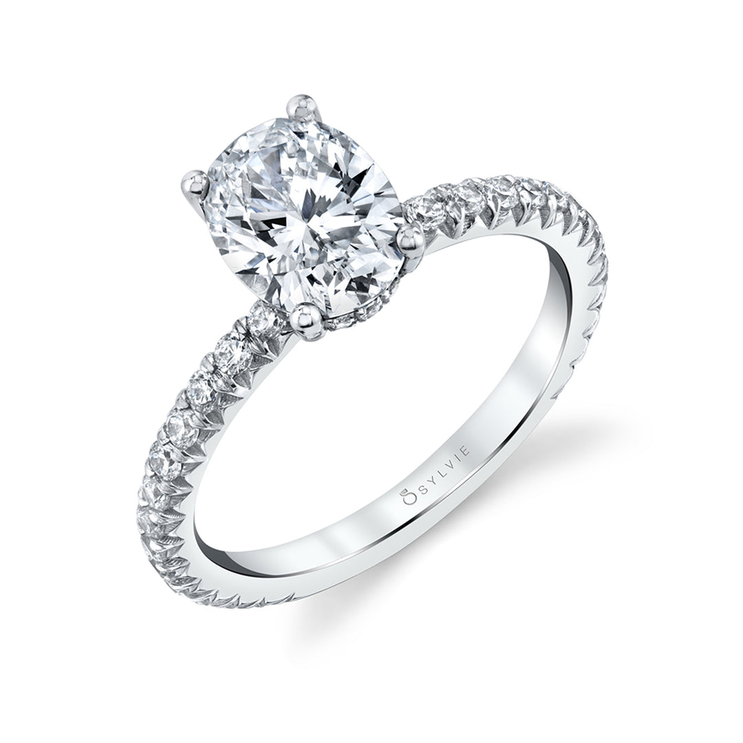 Classic Oval Engagement Ring with Hidden Halo - Perri