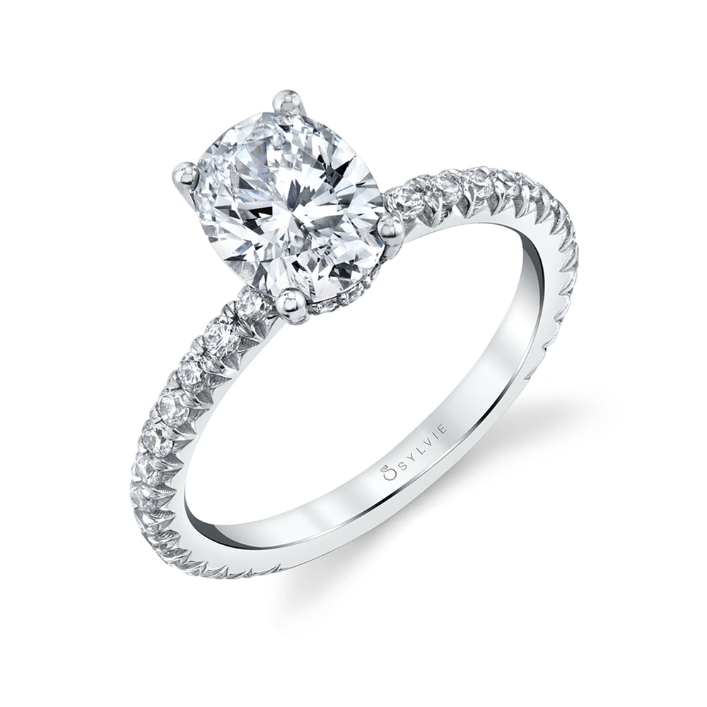 Classic Oval Engagement Ring with Hidden Halo - Perri