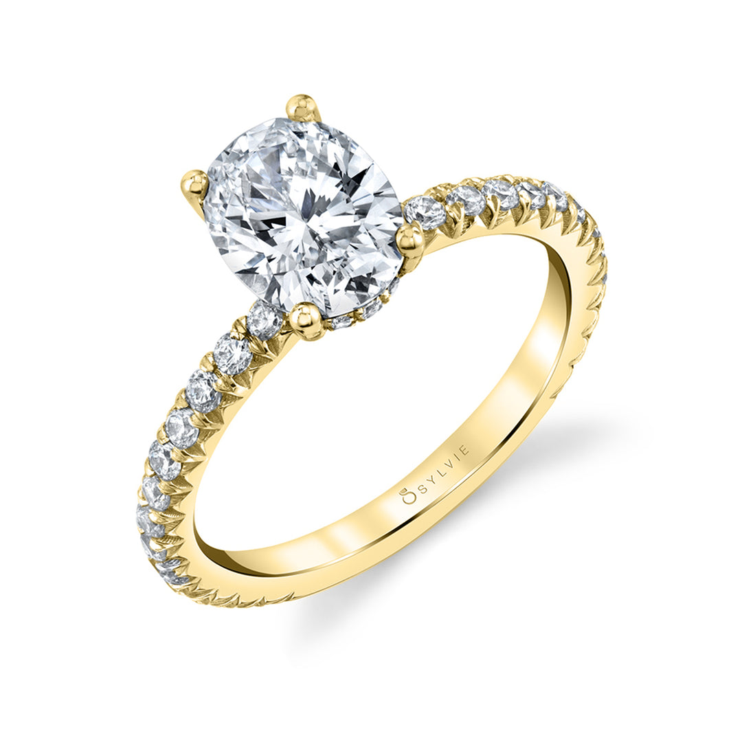 Classic Oval Engagement Ring with Hidden Halo - Perri