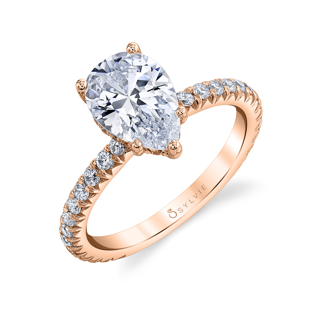 Pear Shaped Engagement Ring with Hidden Halo - Perri