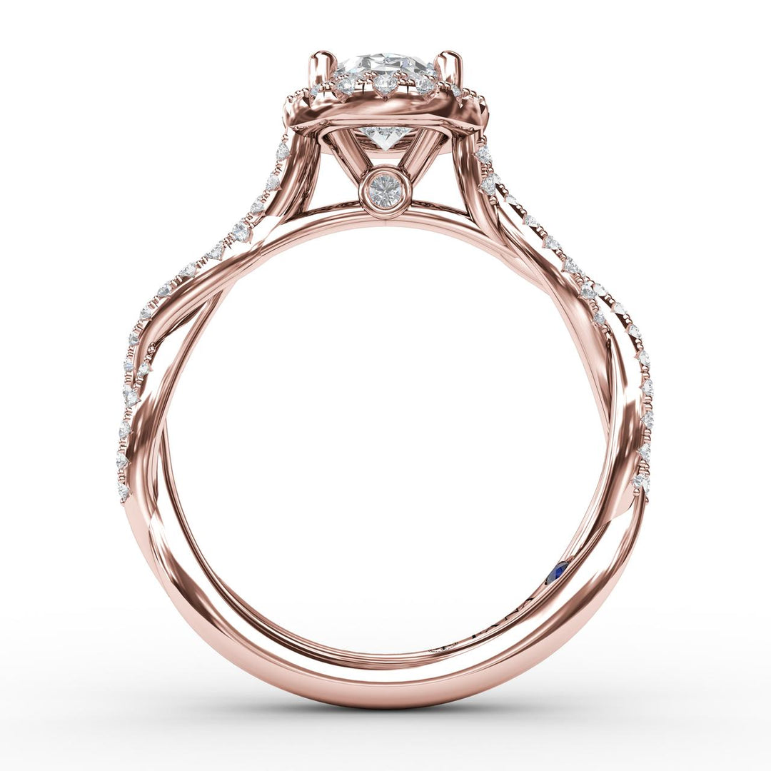 Oval Halo with Diamond Twist Shank