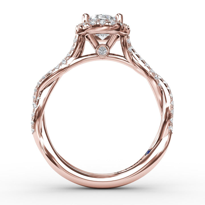 Oval Halo with Diamond Twist Shank