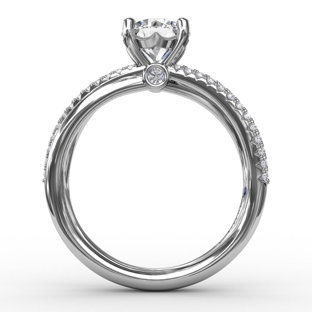Contemporary Solitaire Diamond Engagement Ring With Multi-Row Split Shank