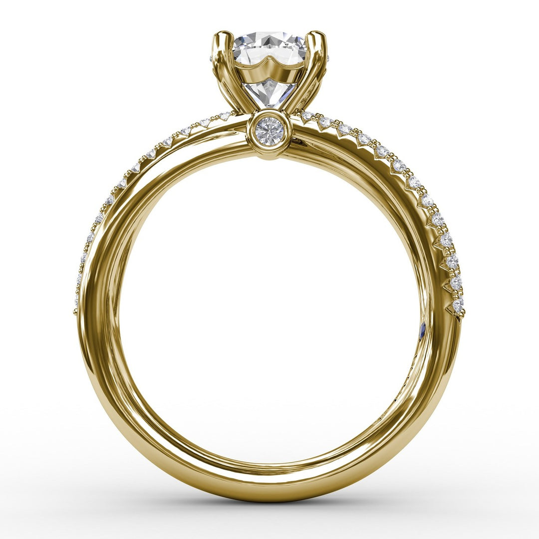 Contemporary Solitaire Diamond Engagement Ring With Multi-Row Split Shank
