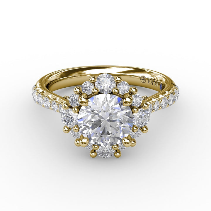Contemporary Engagement Ring With Prong-Set Diamond Halo