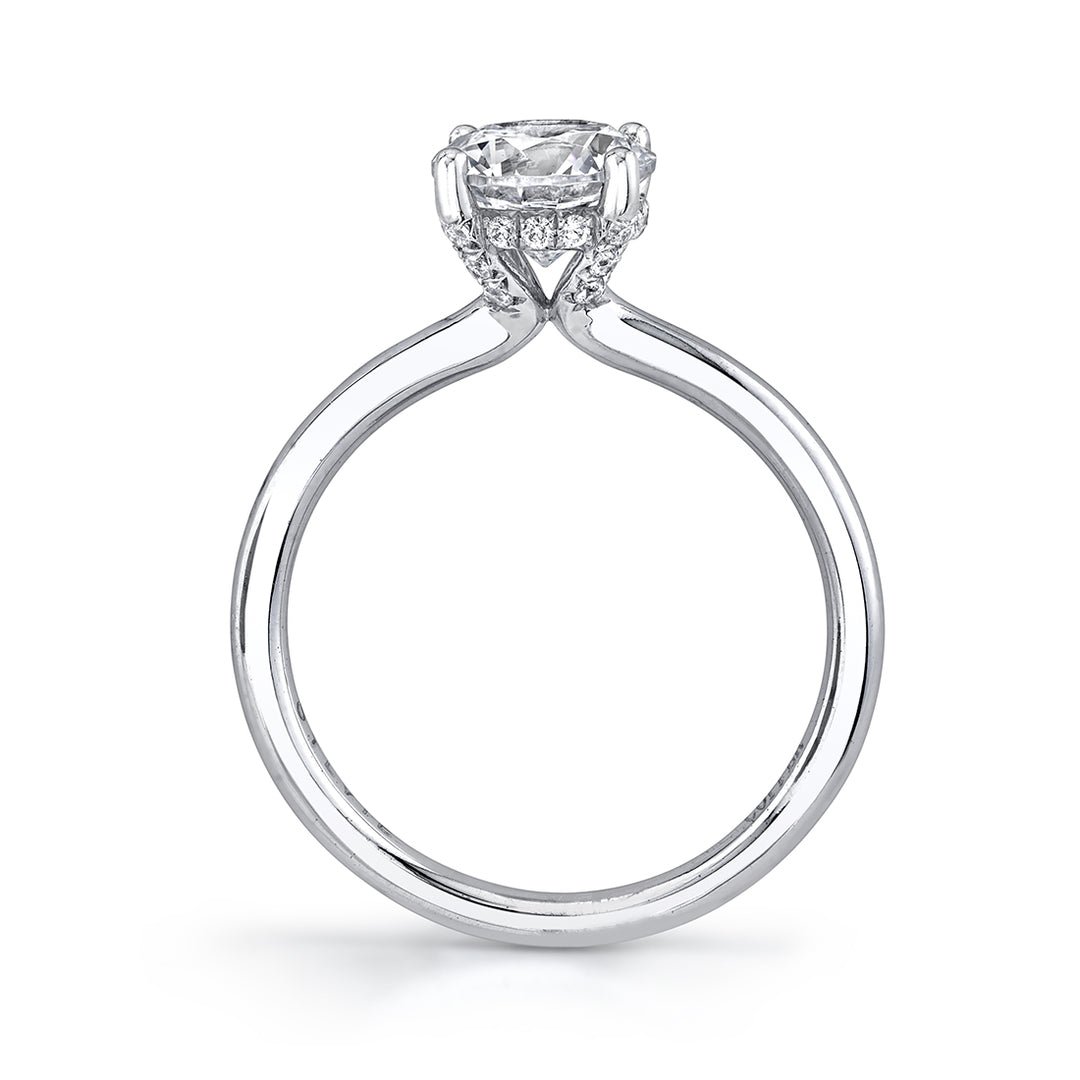 Round Cut Hidden Halo Engagement Ring - Melany