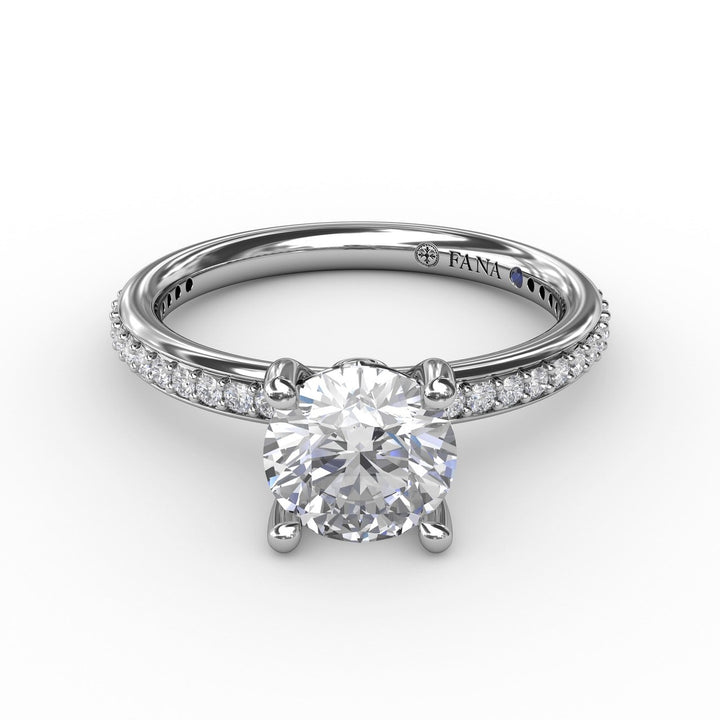 Classic Solitaire Engagement Ring With Diamond Band