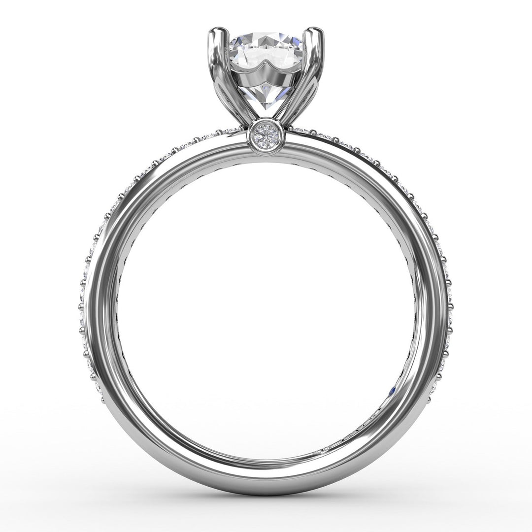 Classic Solitaire Engagement Ring With Diamond Band