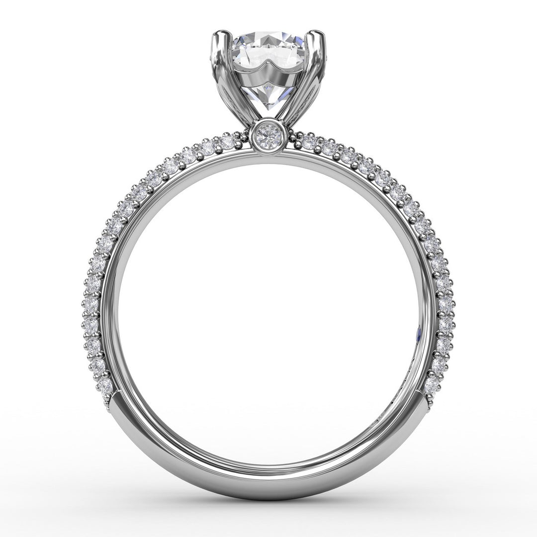 Classic Solitaire Engagement Ring With Seamless Pav? Band