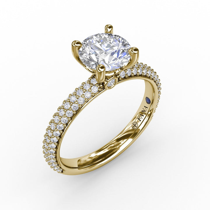 Classic Solitaire Engagement Ring With Seamless Pav? Band