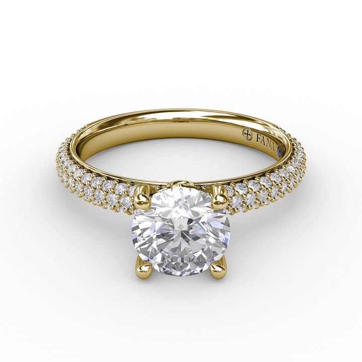 Classic Solitaire Engagement Ring With Seamless Pav? Band