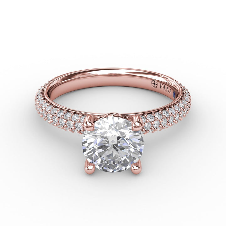 Classic Solitaire Engagement Ring With Seamless Pav? Band