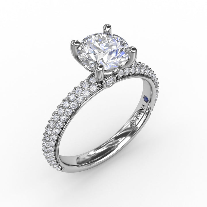 Classic Solitaire Engagement Ring With Seamless Pav? Band