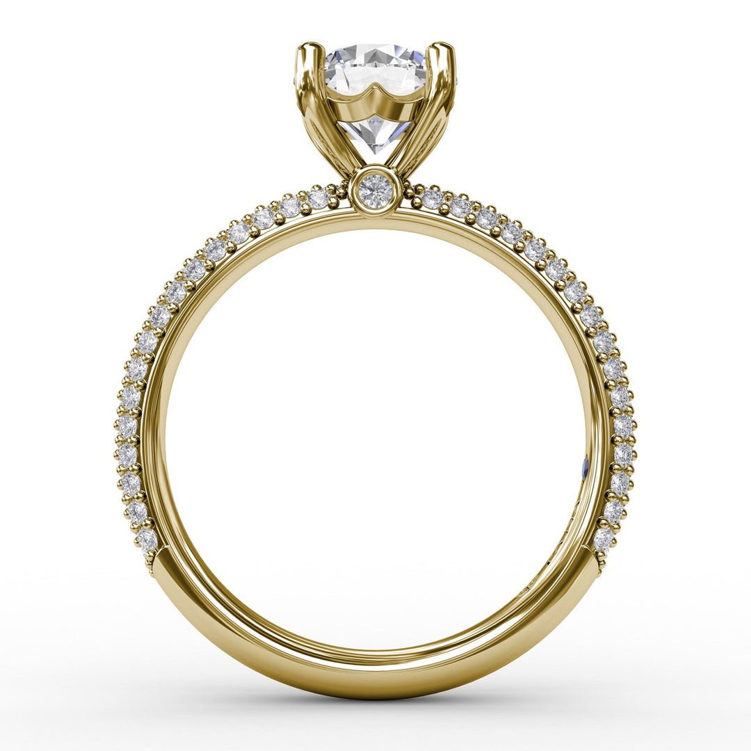 Classic Solitaire Engagement Ring With Seamless Pav? Band