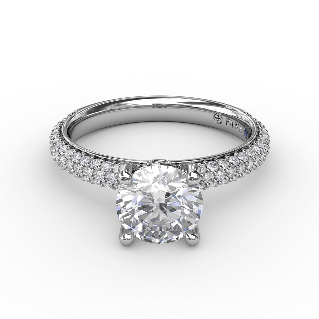 Classic Solitaire Engagement Ring With Seamless Pav? Band