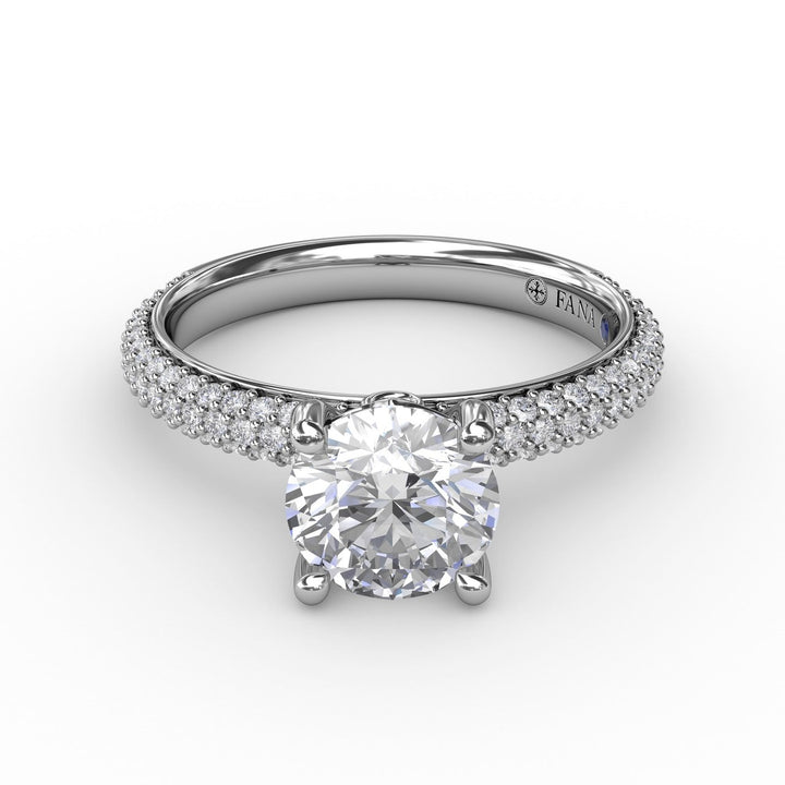 Classic Solitaire Engagement Ring With Seamless Pav? Band