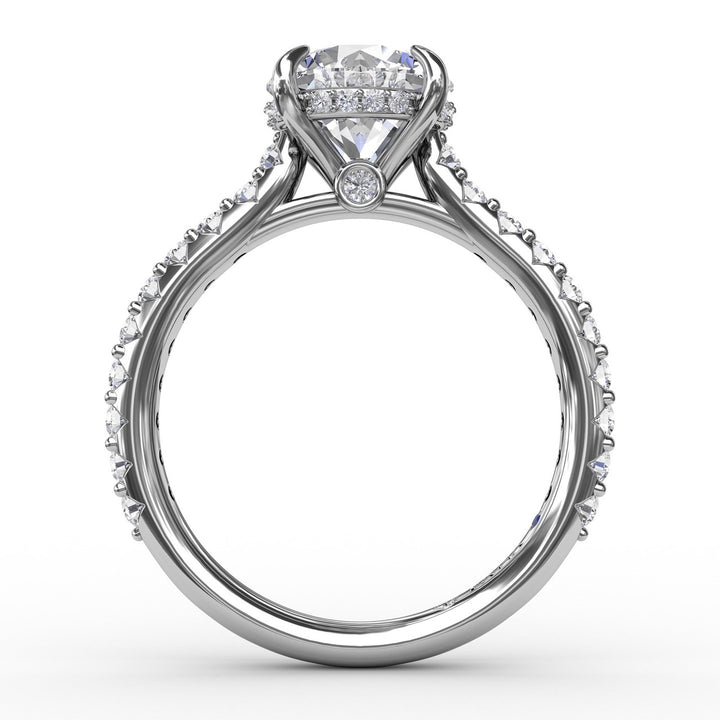 Classic Round Diamond Solitaire Engagement Ring With Hidden Pav? Halo