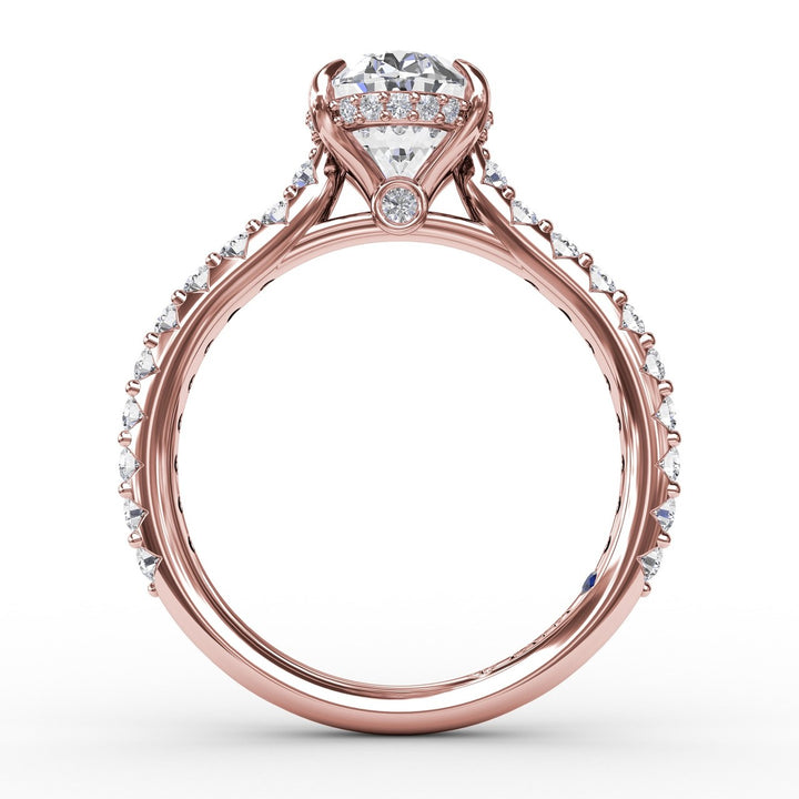 Classic Oval Diamond Solitaire Engagement Ring With Hidden Pav? Halo