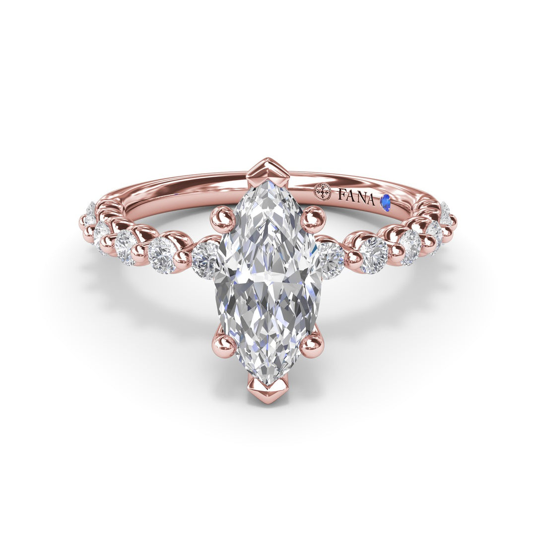 Contemporary Marquise Solitaire Engagement Ring With Diamond Band