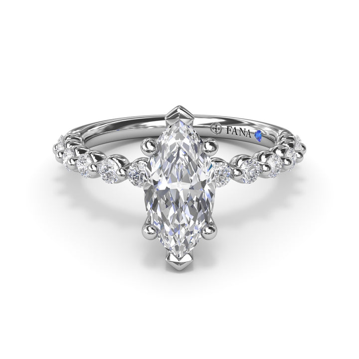 Contemporary Marquise Solitaire Engagement Ring With Diamond Band