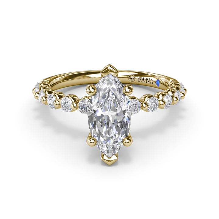 Contemporary Marquise Solitaire Engagement Ring With Diamond Band