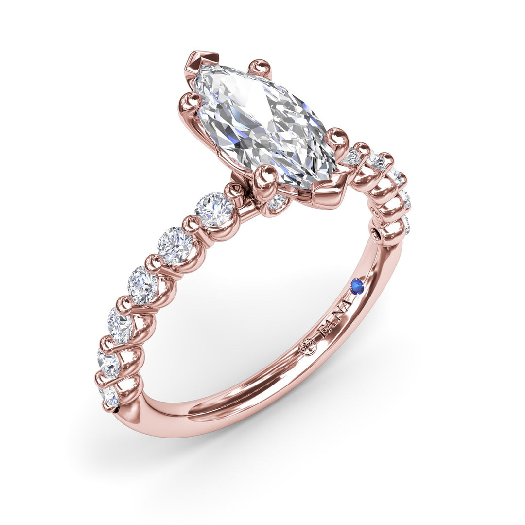 Contemporary Marquise Solitaire Engagement Ring With Diamond Band