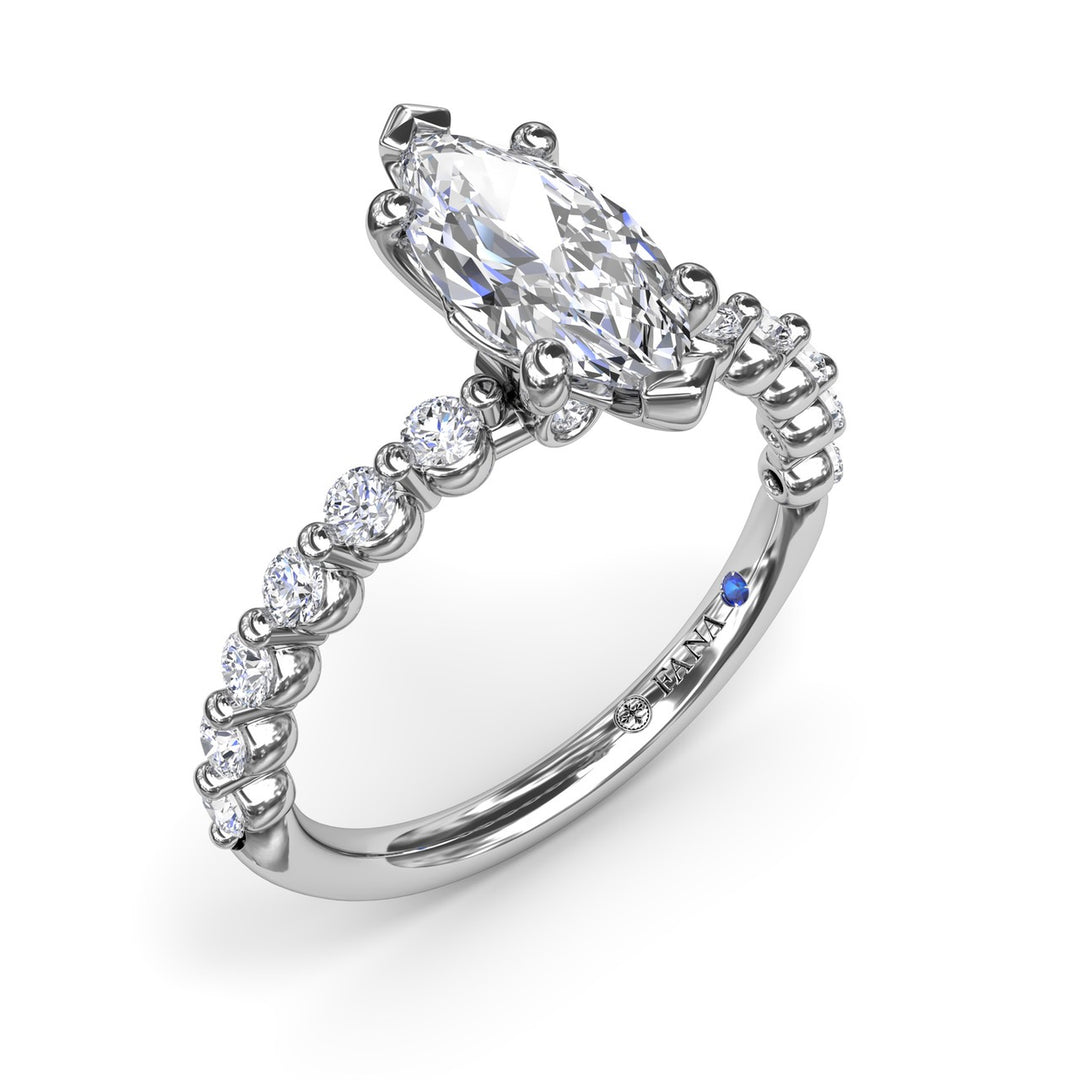 Contemporary Marquise Solitaire Engagement Ring With Diamond Band