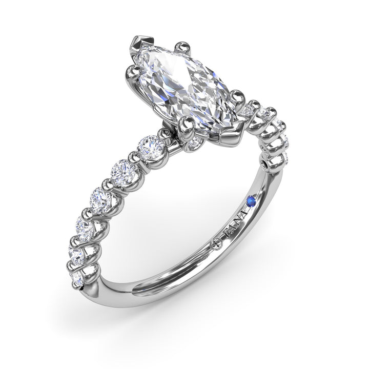 Contemporary Marquise Solitaire Engagement Ring With Diamond Band