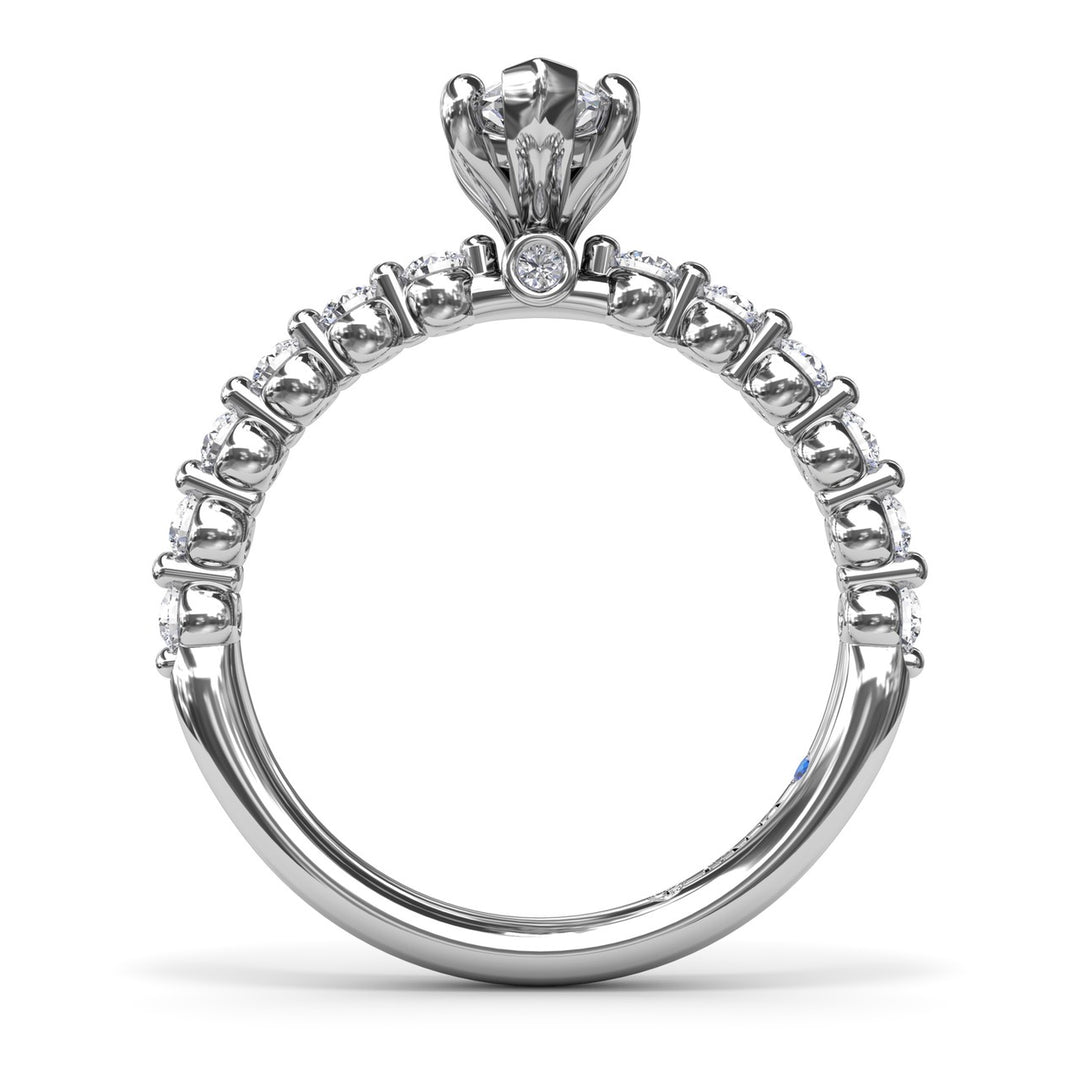 Contemporary Marquise Solitaire Engagement Ring With Diamond Band