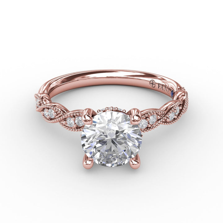 Classic Diamond Solitaire Engagement Ring With Diamond Twist Band
