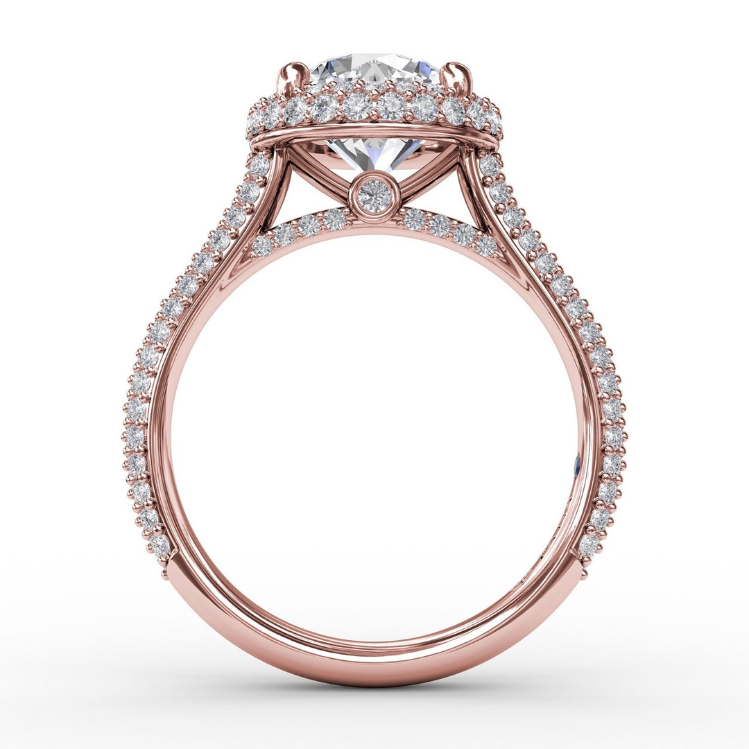 Seamless Pav? Diamond Double Halo Engagement Ring