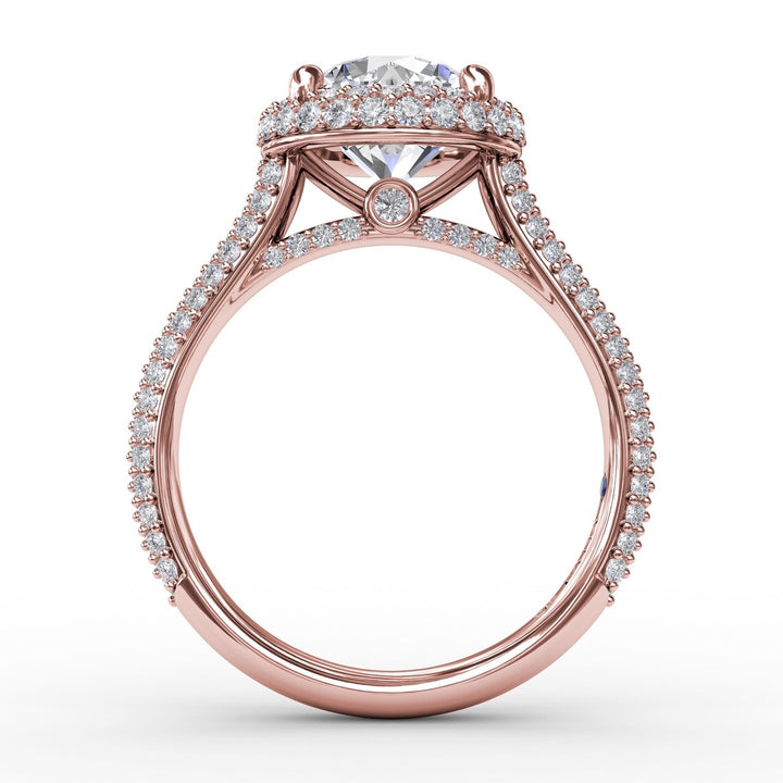 Seamless Pav? Diamond Double Halo Engagement Ring